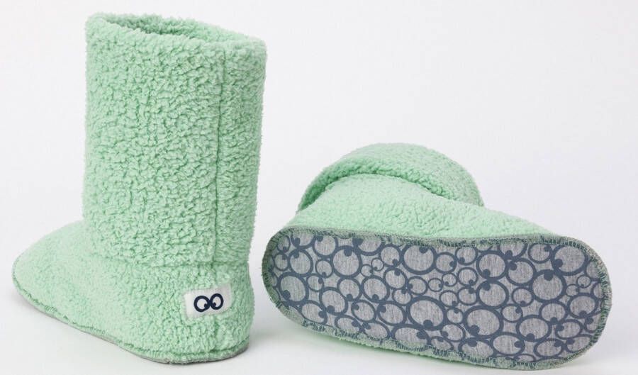 Woody Pantoffels Teddy Zacht Groen
