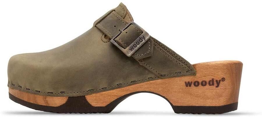 Woody dames veterschoenen olijfgroen