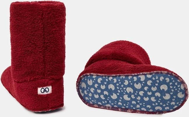 Woody Pantoffels in zachte Teddystof Bordeaux