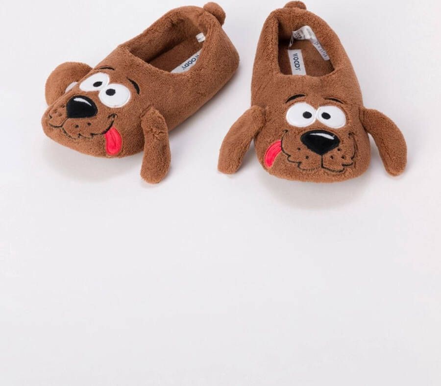 Woody pantoffels laag bruin labradoodle 242-10-WSE