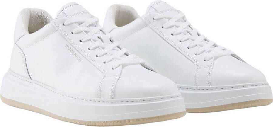 Woolrich Witte leren sneakers met uitneembare binnenzool White Heren