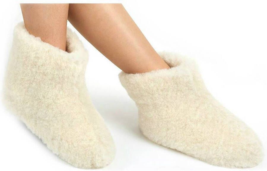 Woolwarmers Wollen Sloffen Schapenwol Unisex Creme Wit 100% Wol