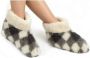 Woolwarmers Wollen Sloffen Suede Zool Zwart Wit Unisex - Thumbnail 1