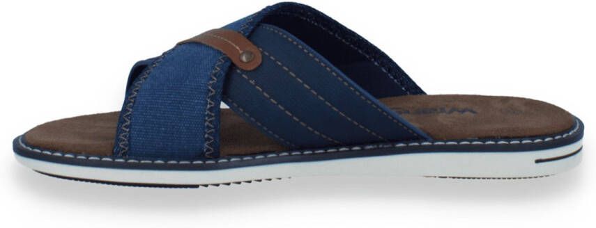 Wrangler Heren Badslipper Calvin Slider Men Low Dress Blues BLAUW