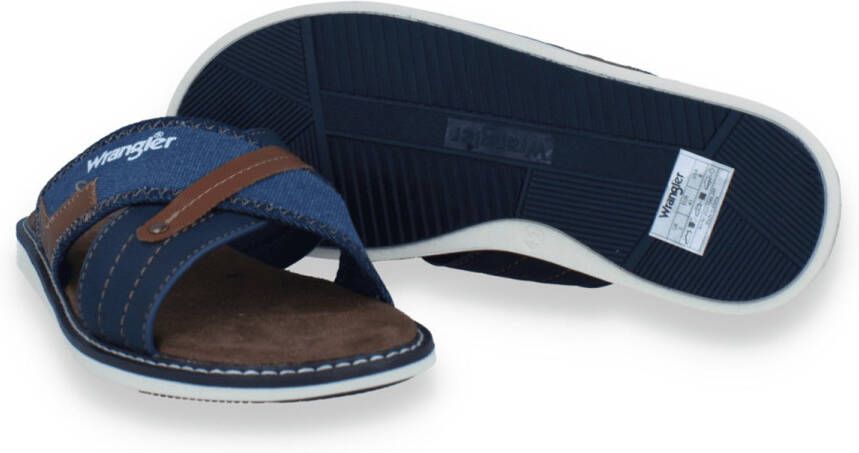 Wrangler Heren Badslipper Calvin Slider Men Low Dress Blues Blauw