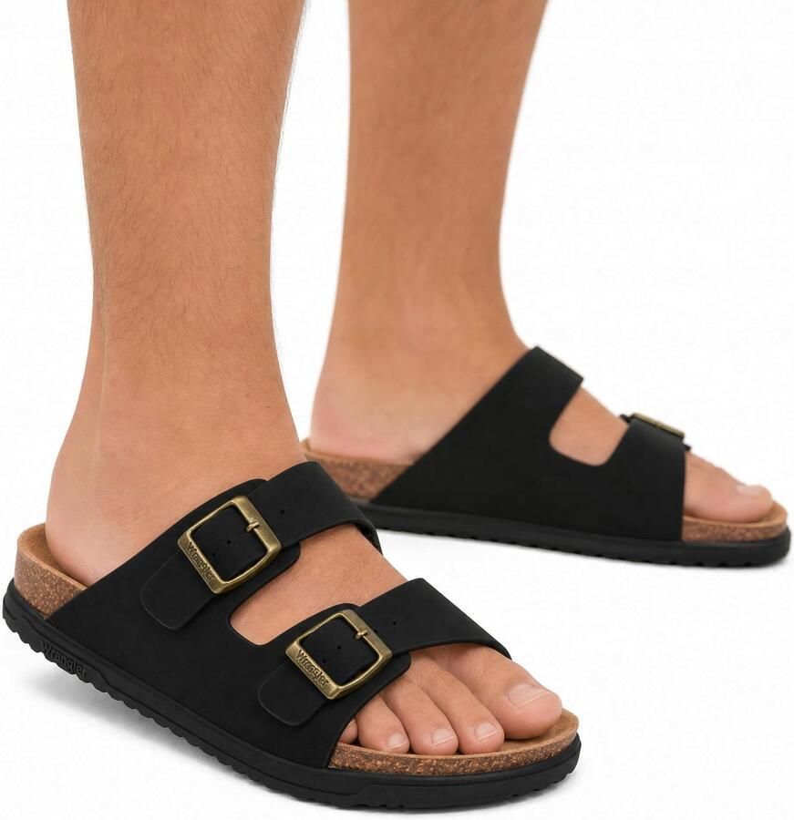 Wrangler Belville Slider Heren Slippers Zwart Bruin