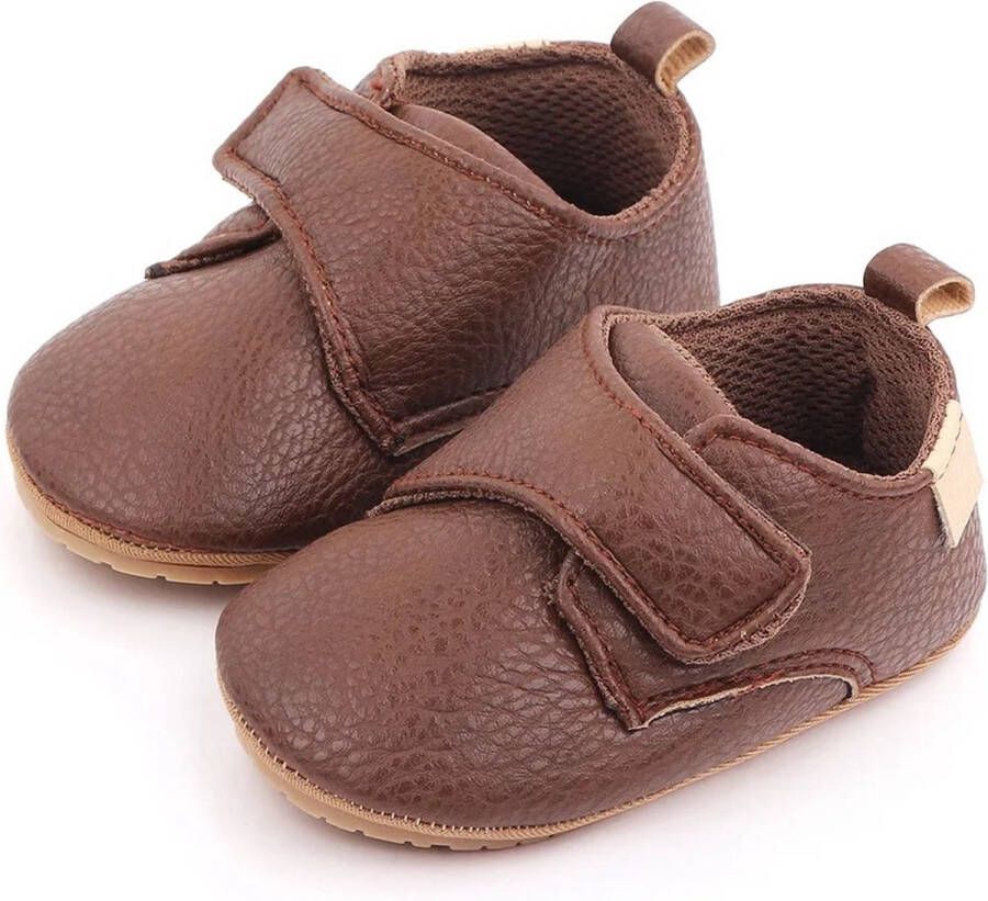 WUNO Babyschoentjes Eerste loopschoentjes PU Leer schoentjes voor en Donkerbruin