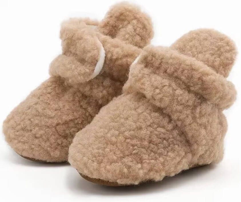WUNO Babyslofjes Baby sloffen Klittenband sluiting Lichtbruin