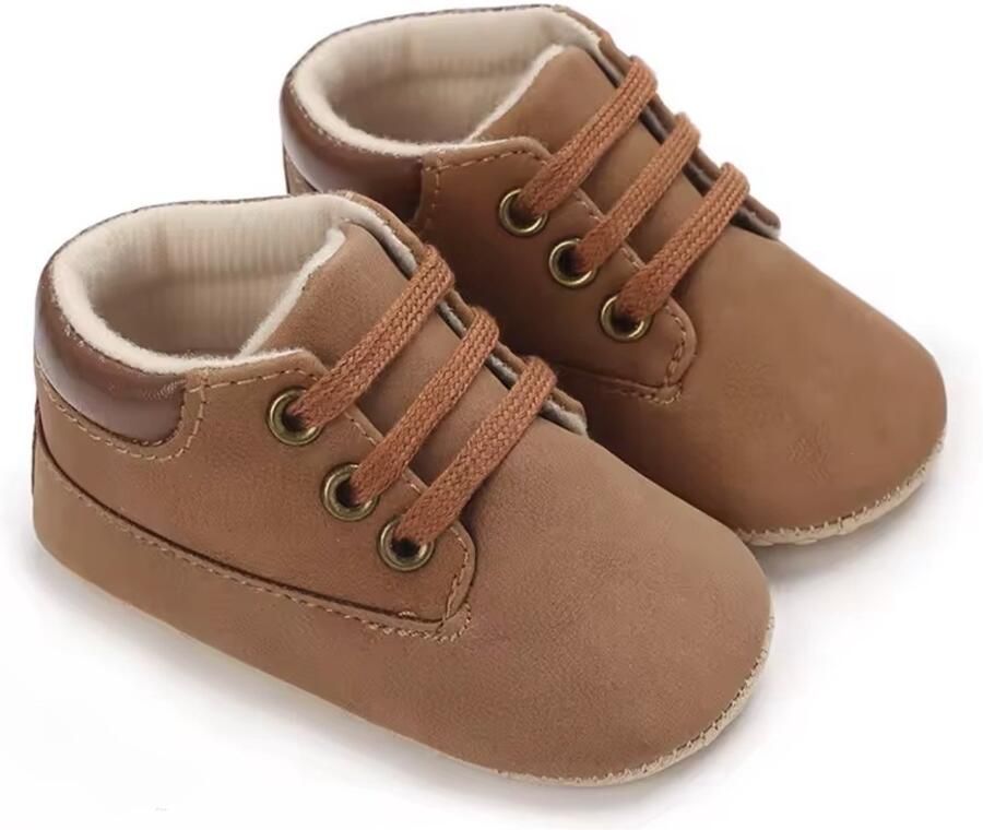 WUNO Baby schoentjes Babyschoenen Veter Bruin