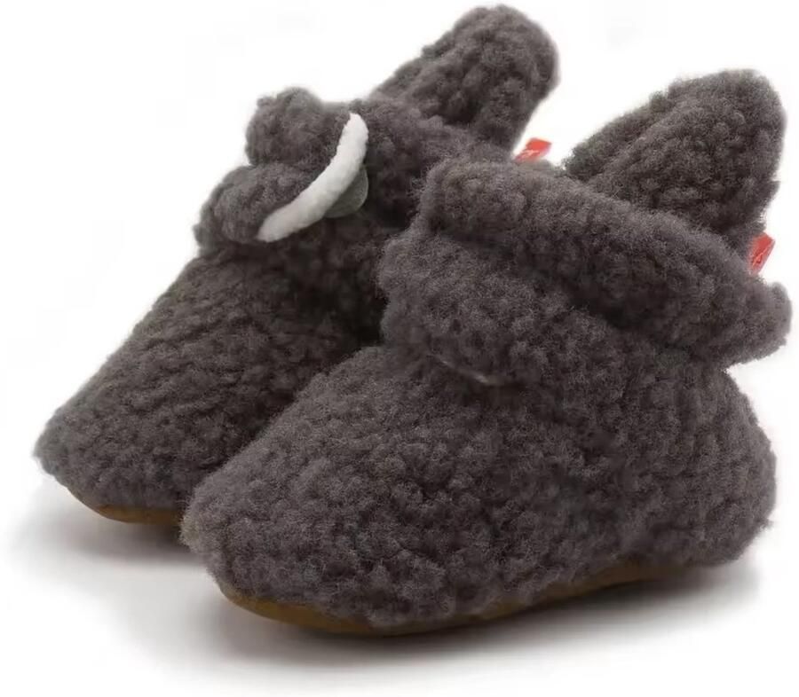 WUNO Babyslofjes Baby sloffen Klittenband sluiting Zwart