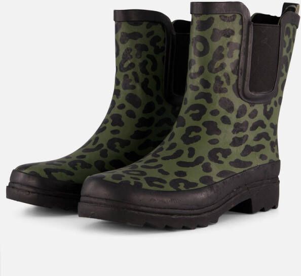 XQ Footwear Chelsea Regenlaars Print Rubber Groen Laarzen
