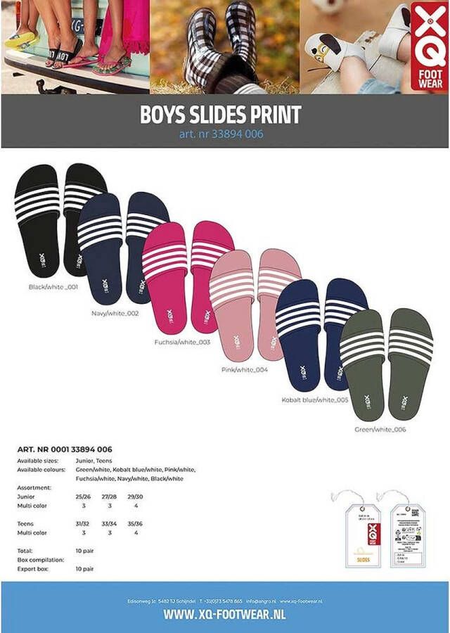 XQ Footwear Slippers Kinderen Unisex Junior Navy Wit Slippers Slippers Badslippers kinderen