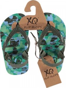 XQ Footwear Slippers Legerprint Groen Boys Zonder Bandje