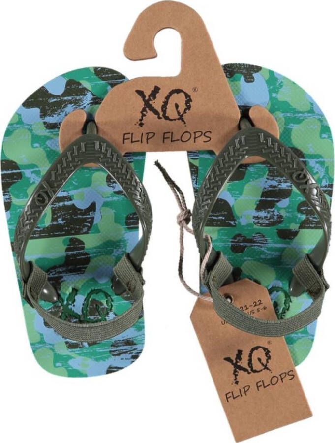 XQ Footwear Slippers Legerprint Groen Boys Zonder Bandje - Foto 1