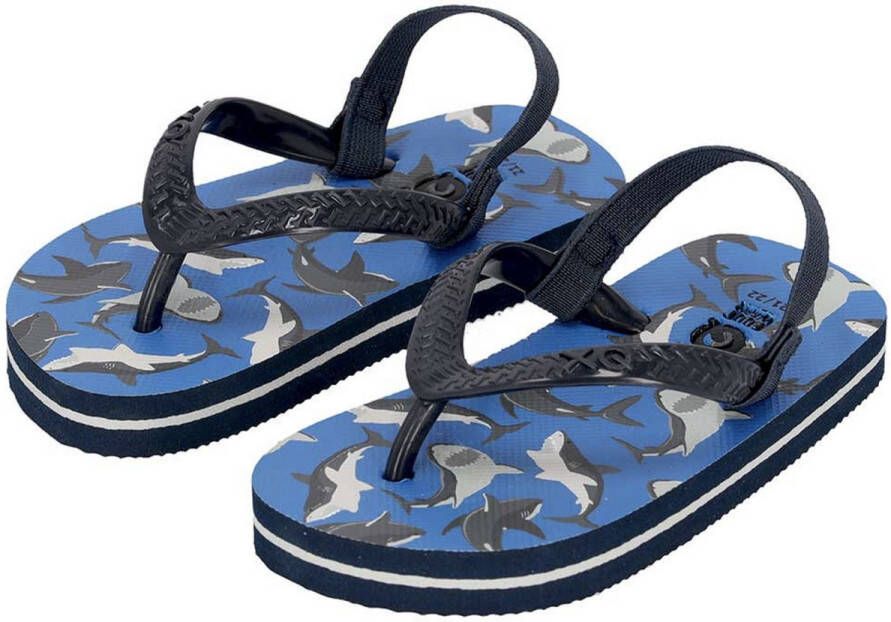 XQ Footwear Teen Slippers Haai Enkelbandje Blauw Pupil