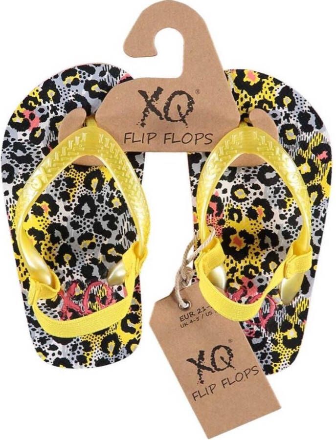 XQ Footwear Slippers Panterprint Meisjes Geel grijs - Foto 2