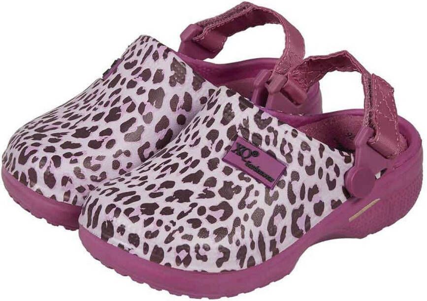 XQ Footwear Tuinklompen Panterprint Roze