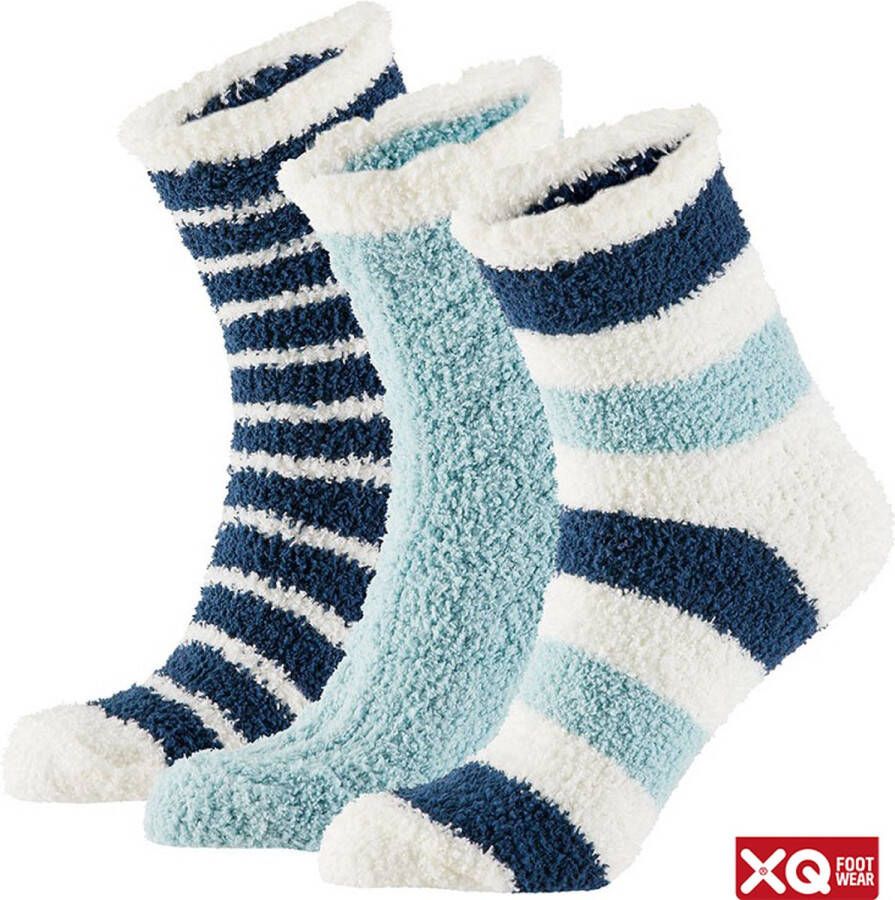 XQ Footwear XQ Bedsokken Dames Blauw 3-Pak One Size Slaapsokken dames