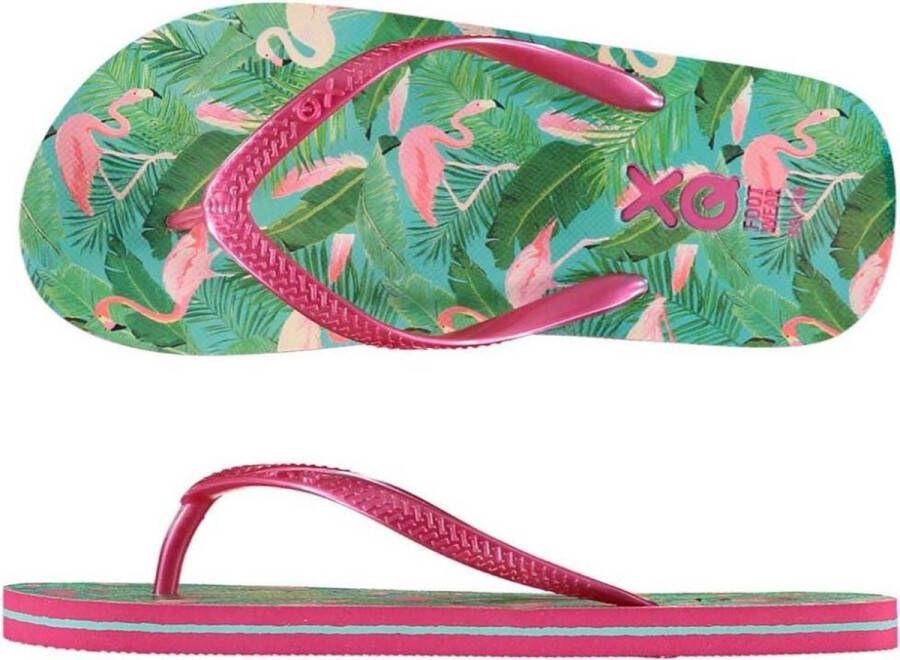 XQ Footwear Teenslippers Flamingo Meisjes Roze groen