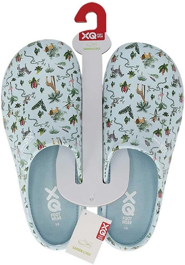 XQ Footwear XQ dames tuinklomp clog garden blue safari print
