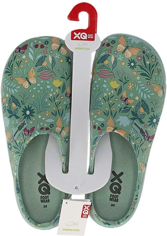 XQ Footwear XQ dames tuinklomp clog garden butterfly mint groen
