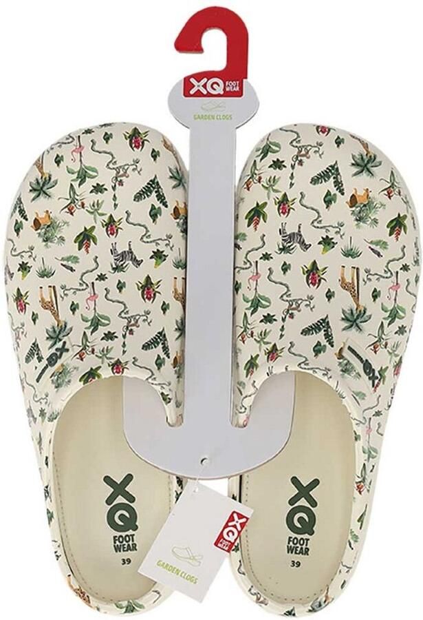 XQ Footwear XQ dames tuinklomp clog garden off white safari print