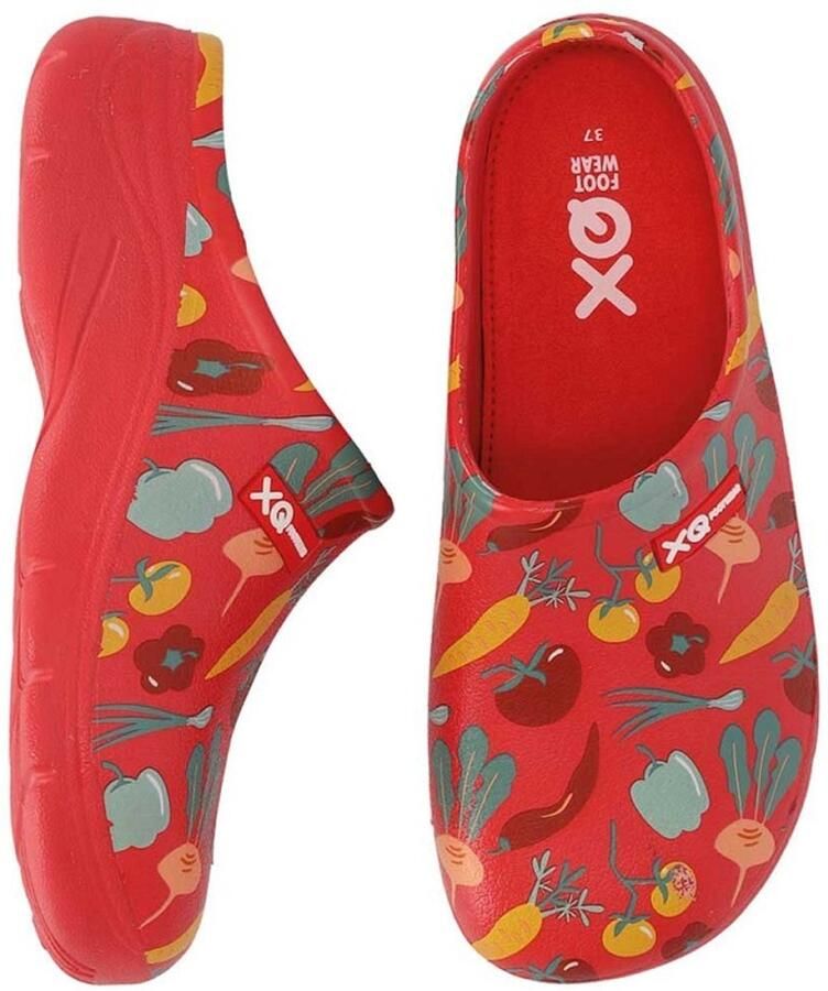 XQ Footwear XQ dames tuinklomp clog garden rood groen