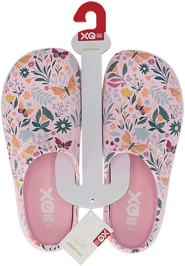 XQ Footwear XQ dames tuinklomp clog garden roze print butterfly