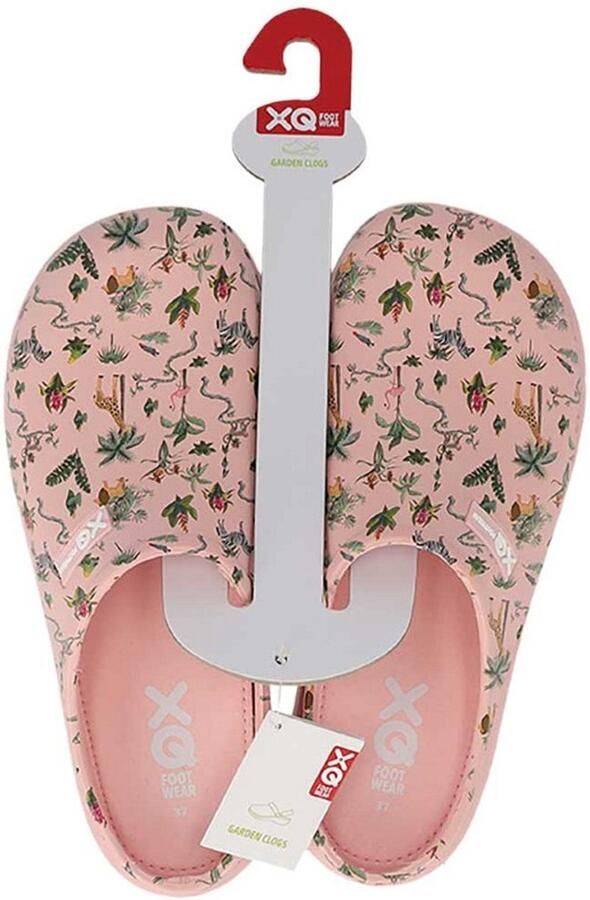 XQ Footwear XQ dames tuinklomp clog garden roze safari print