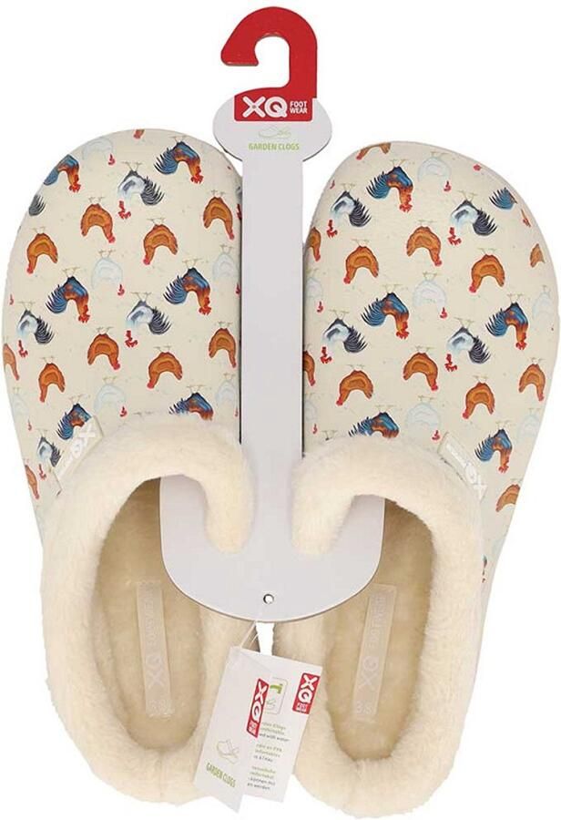 XQ Footwear XQ garden tuinklomp dames met bont beige kip