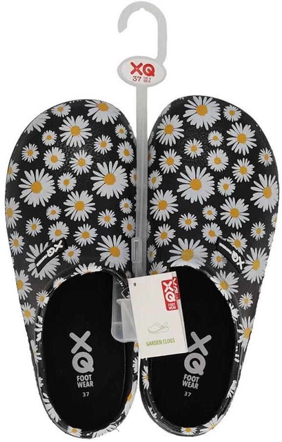 XQ Footwear XQ Tuinklomp dames zwart margriet rubber