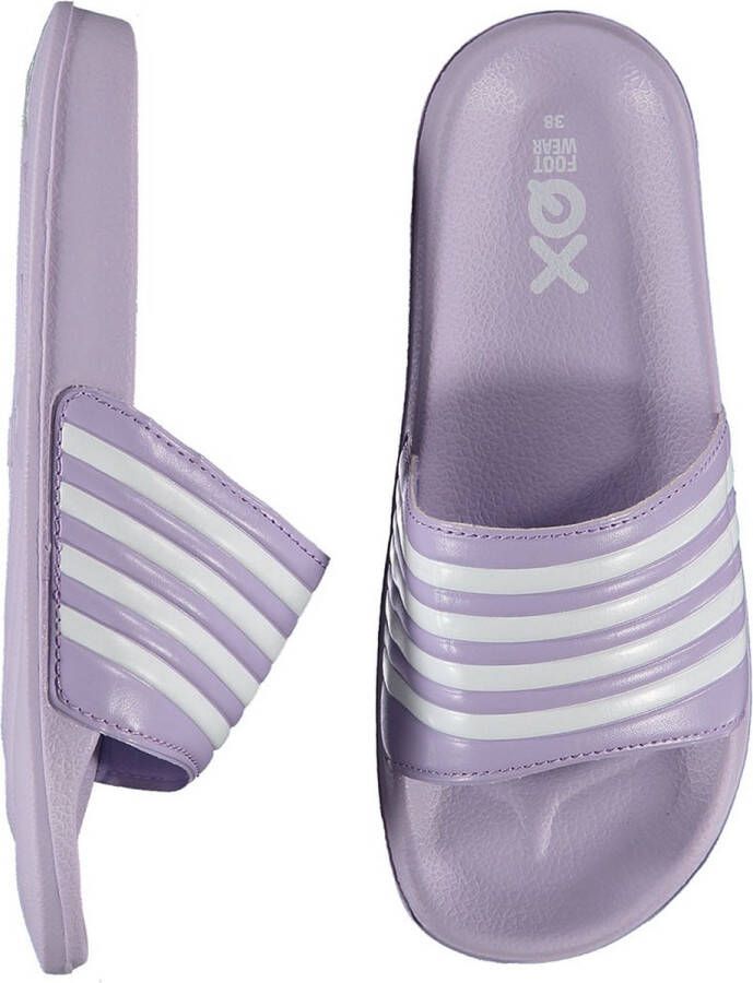 XQ Footwear XQ Slippers Dames Stripes Lila Badslippers dames Gevormd voetbed