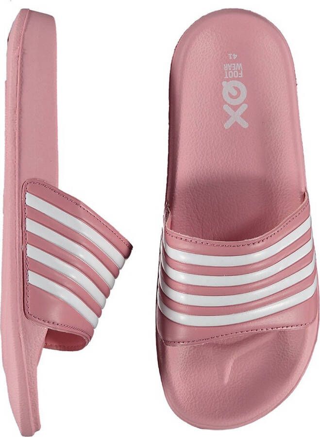 XQ Footwear XQ Slippers Dames Stripes Roze Badslippers dames Gevormd voetbed