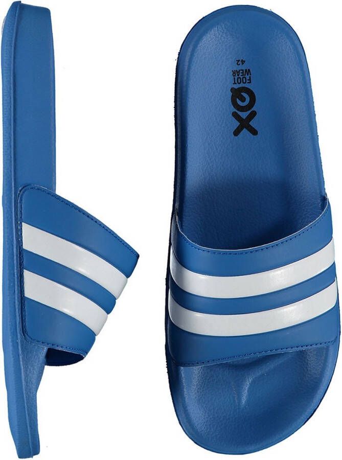 XQ Footwear XQ Slippers Heren Stripes Kobalt Blauw Badslippers heren