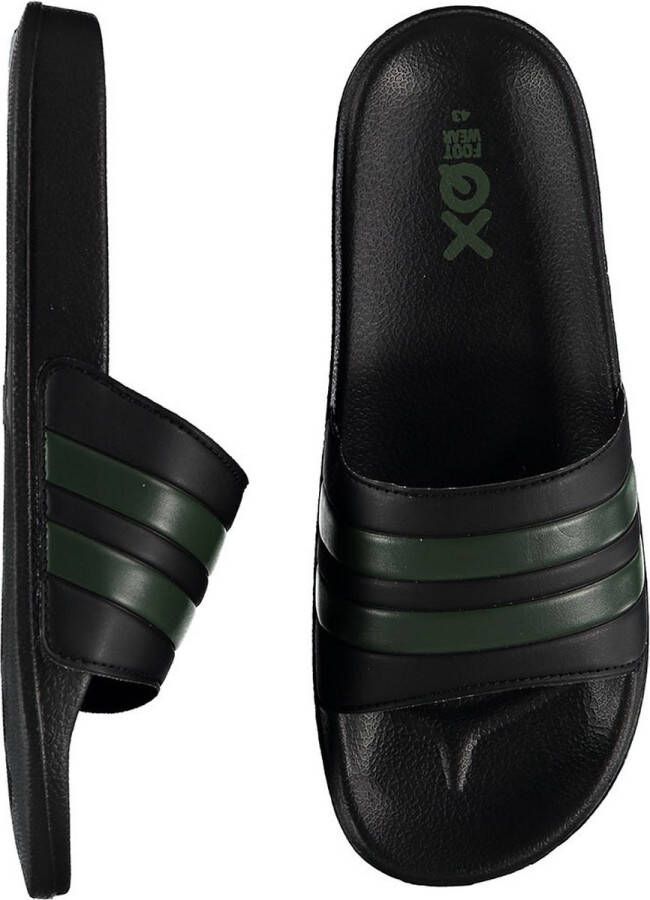 XQ Footwear XQ Slippers Heren Stripes Zwart Army Badslippers heren