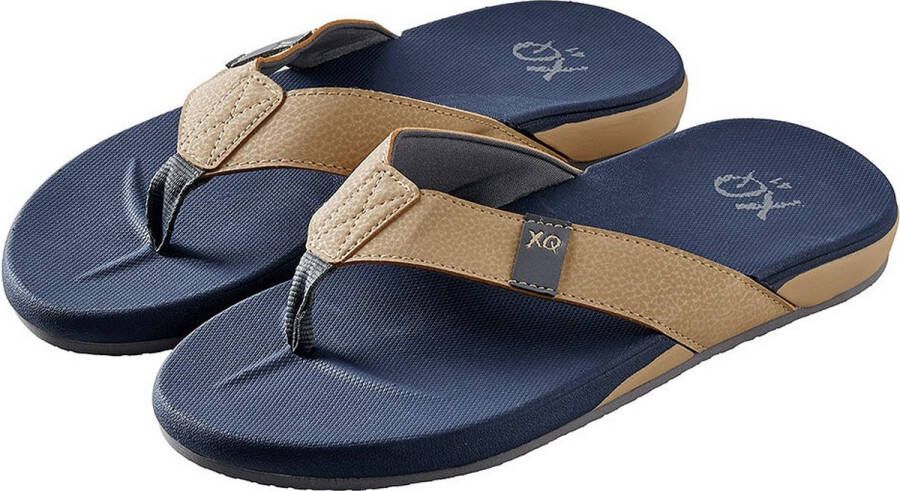 XQ Footwear XQ Teenslipper Heren Cushioned Navy Beige flip flops heren Slippers heren