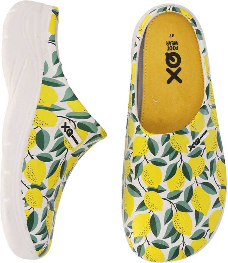 XQ Footwear xq tuinklomp dames geel citrusvrucht print