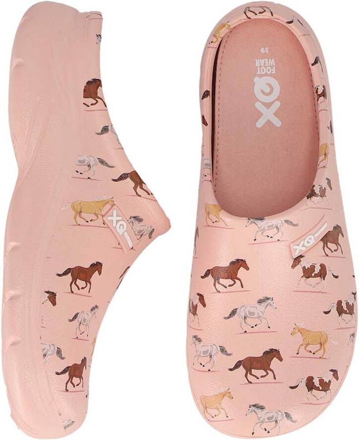 XQ Footwear xq tuinklomp dames roze paarden print