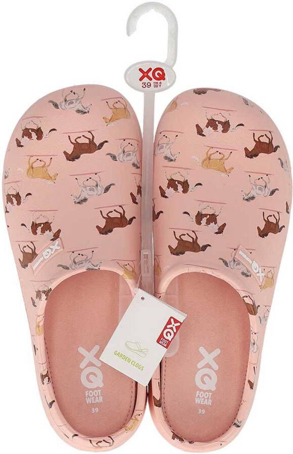 XQ Footwear xq tuinklomp dames roze paarden print