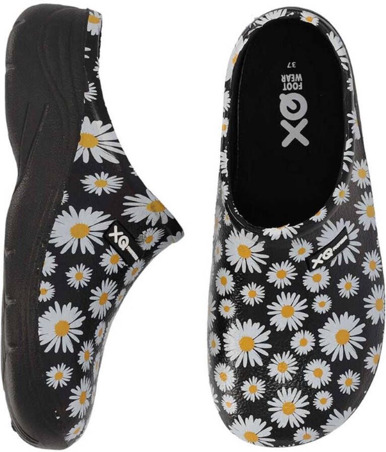 XQ Footwear XQ Tuinklomp dames zwart margriet rubber