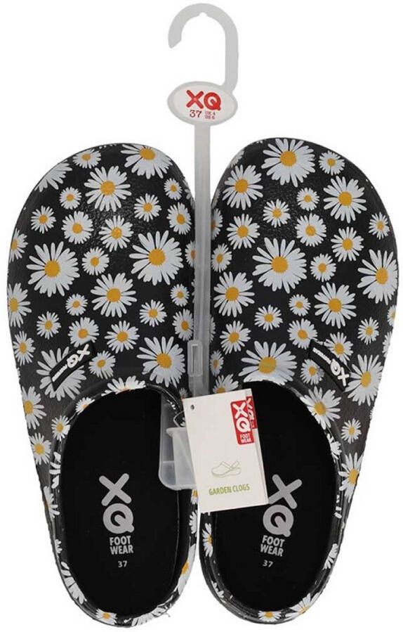 XQ Footwear XQ Tuinklomp dames zwart margriet rubber