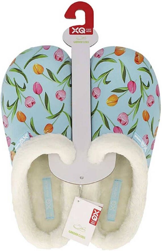 XQ Footwear XQ tuinklompen dames blue tulp print met bont