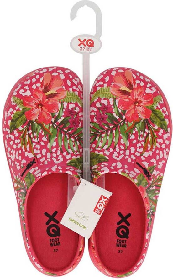 XQ Footwear XQ tuinklompen dames fuchsia rood bloem