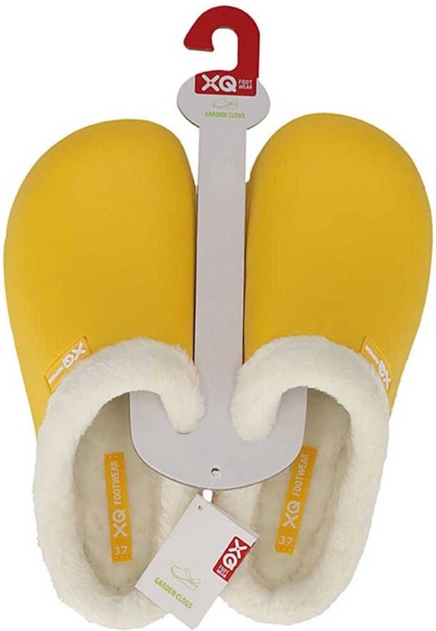 XQ Footwear XQ tuinklompen dames geel uni met bont