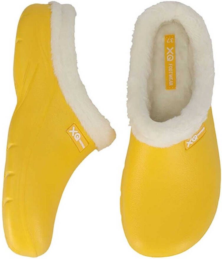 XQ Footwear XQ tuinklompen dames geel uni met bont
