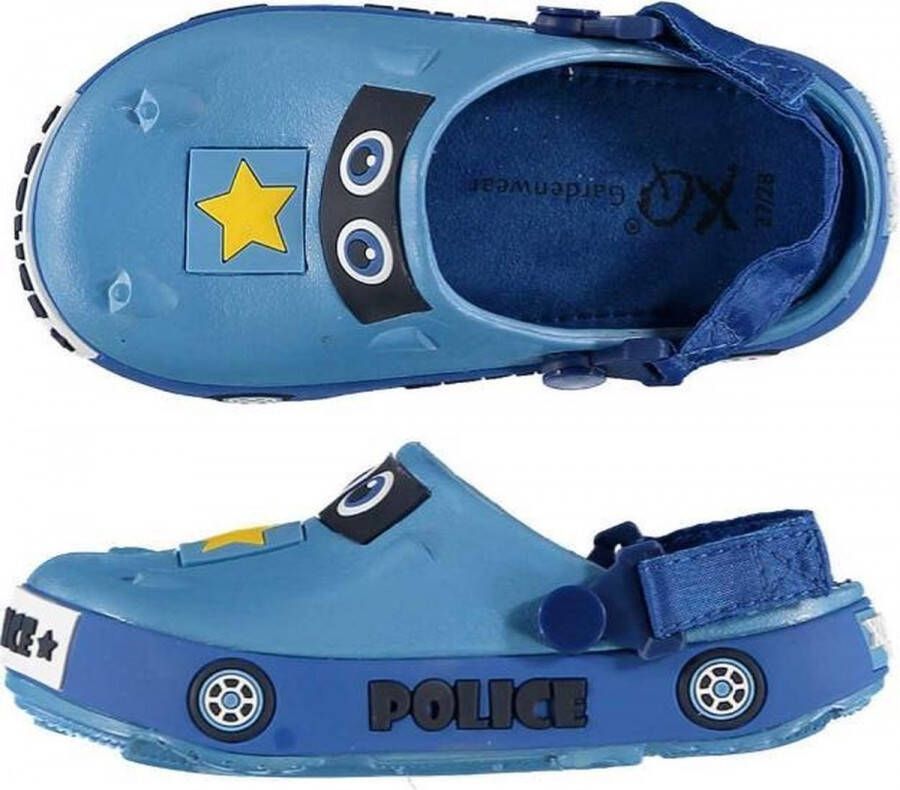 XQ Gardenwear Tuinklompen Politie Junior Rubber Blauw