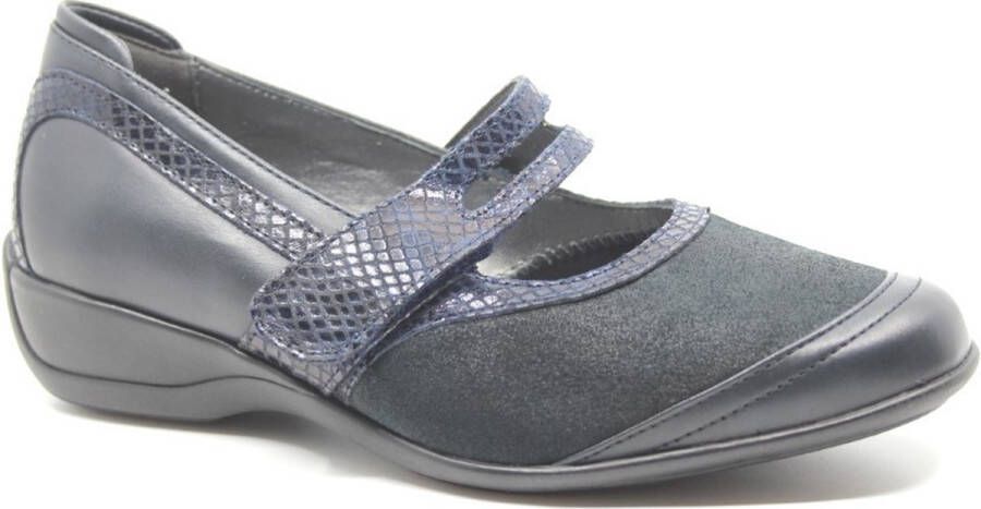 Xsensible Palermo blauwe bandschoenen klittenband sluiting wijdte H met stretchleer - Foto 4