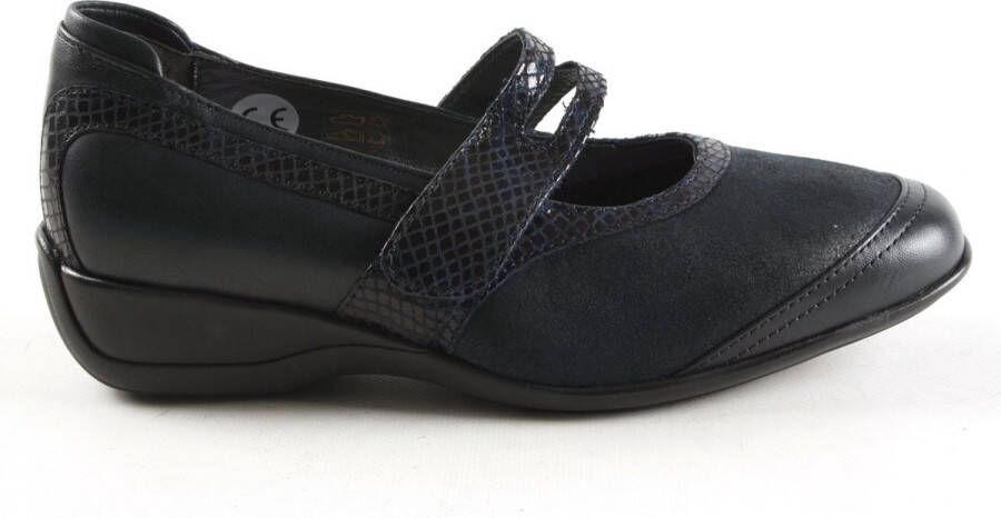 Xsensible Palermo blauwe bandschoenen klittenband sluiting wijdte H met stretchleer