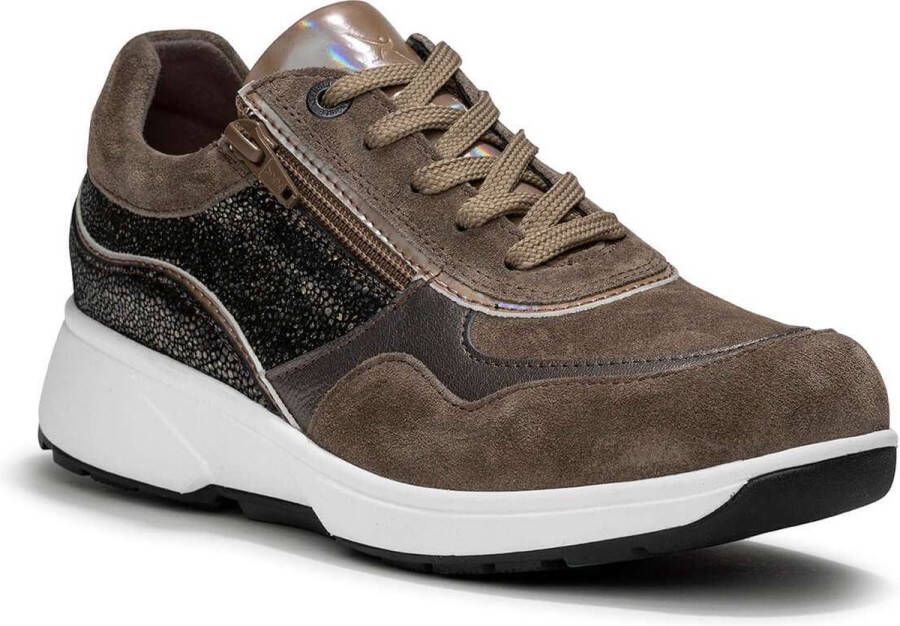 Xsensible -Dames taupe donker sneakers