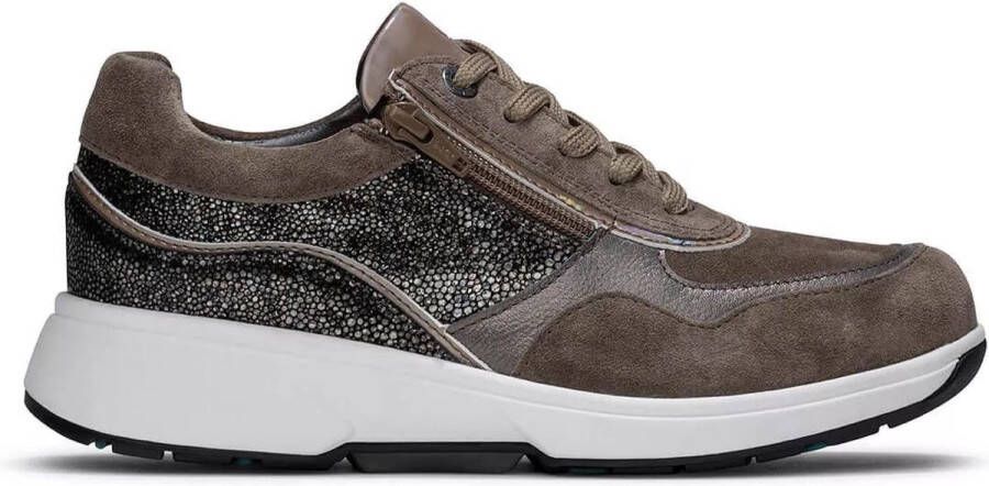 Xsensible -Dames taupe donker sneakers